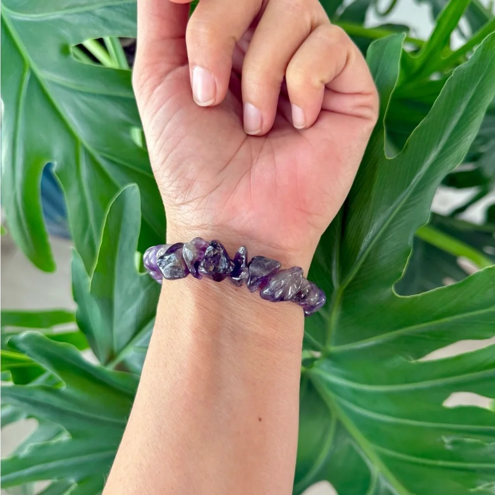 Amethyst Bracelet (one) || Handmade stretchy